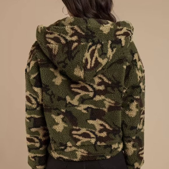 TOBI CAMO TEDDY HOODED JACKET - Picture 3 of 5